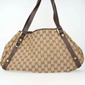 Gucci Abbey Beige Handbag h Canvas Leather GG